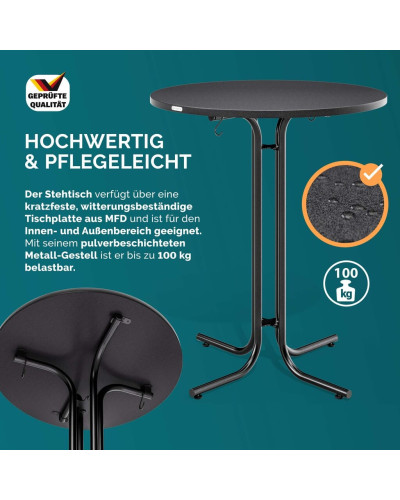 Stehtisch Grau Ø80cm mit Husse Bordeaux